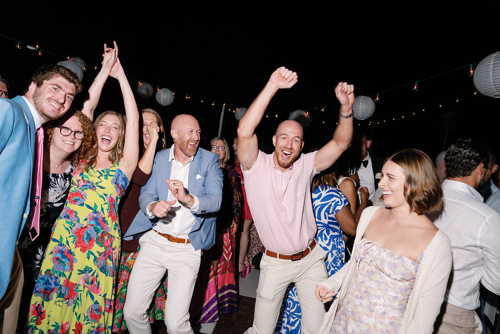 wedding guests dancing the night away.
